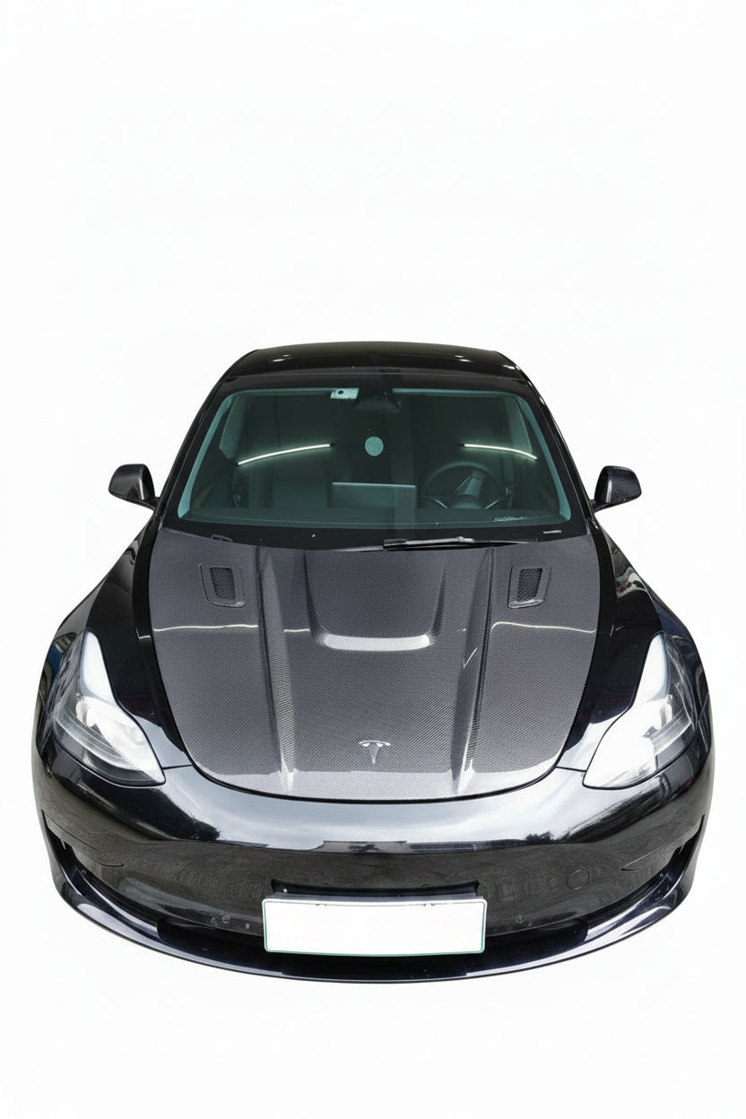 Carbon Fiber C Style Engine Hood For Tesla Model 3