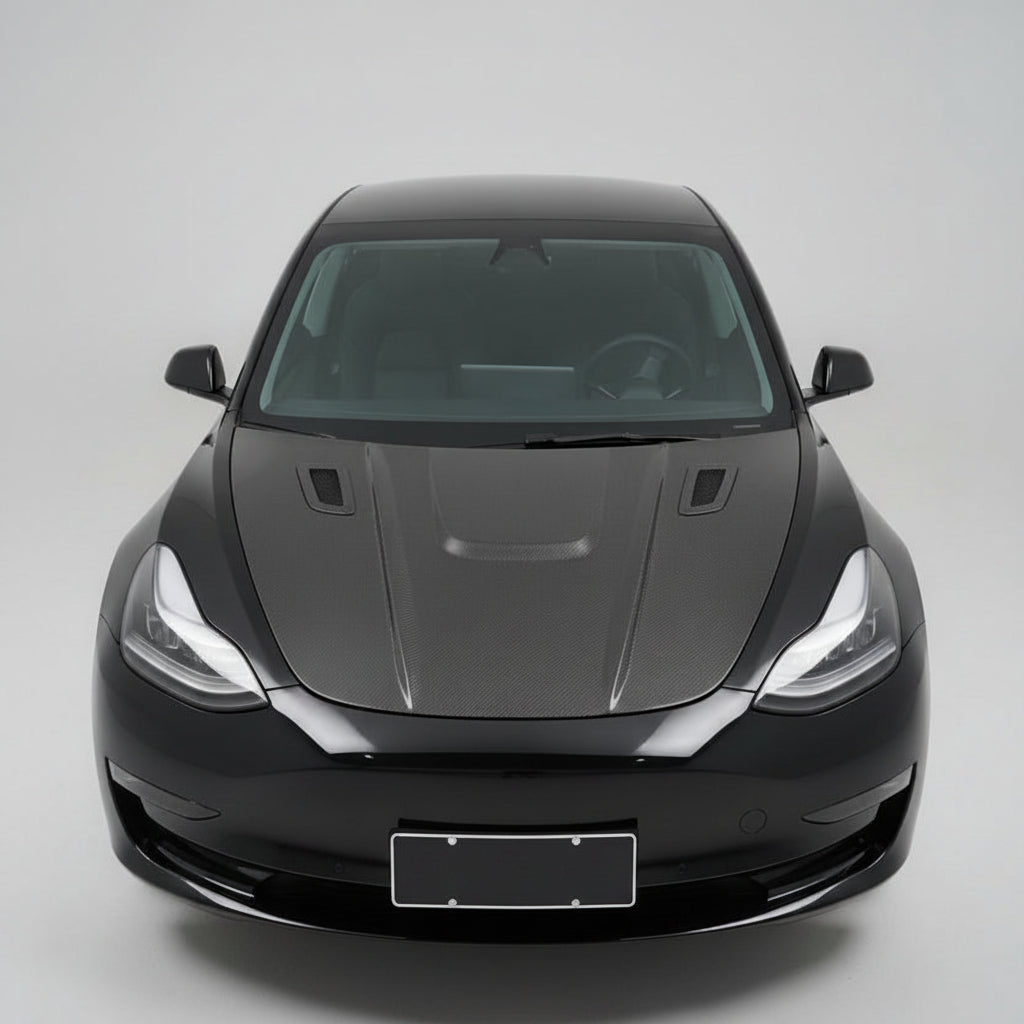 Carbon Fiber C Style Engine Hood For Tesla Model 3
