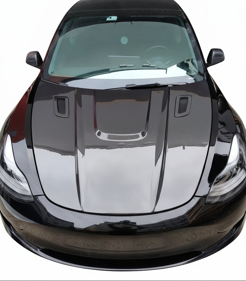Carbon Fiber C Style Engine Hood For Tesla Model 3